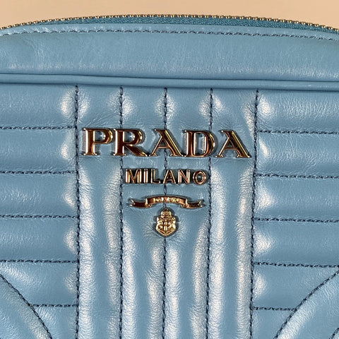 PRADA Blue Quilted Calfskin Leather Shoulder Bag Handbag