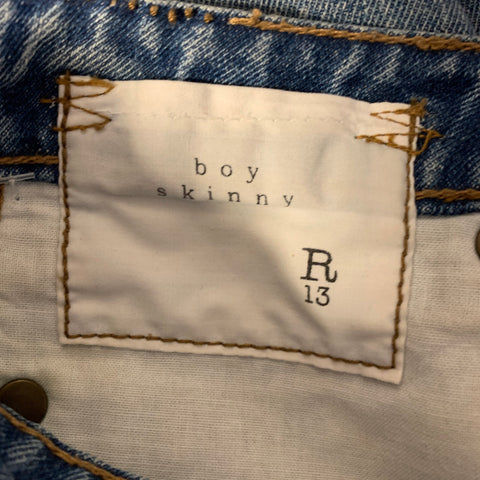 R13 Size 27 Blue R13WM0086 Cotton Blend Relaxed Jeans