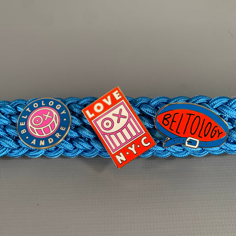 BELTOLOGY + ANDRE Blue Woven Nylon Belt