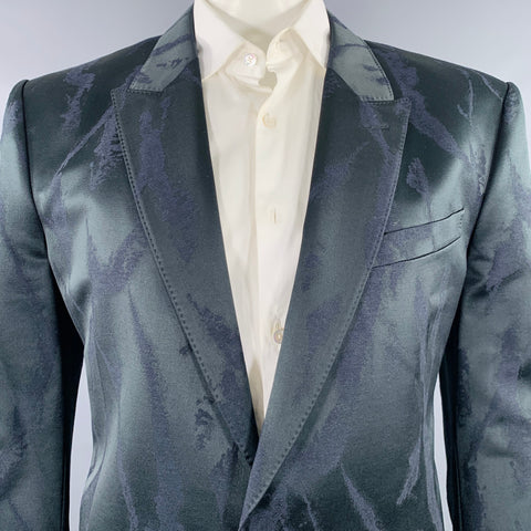ALEXANDER MCQUEEN Size 48 Black Jacquard Viscose Blend Sport Coat