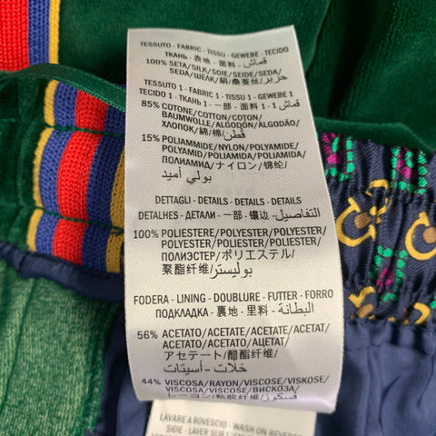 GUCCI 2019 Size S Green Blue Monogram Silk Joggers Casual Pants