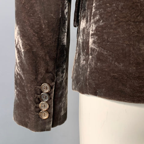 MICHAEL KORS Size 8 Grey Velvet Notch Lapel Jacket Blazer