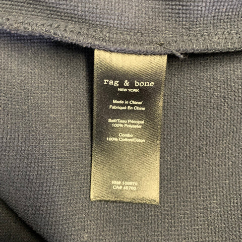 RAG & BONE Size M Navy Black Color Block Polyester Zip Up Bomber