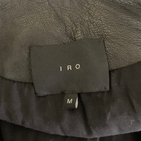 IRO Size M Black Leather Shearing Lapel Motorcycle Jacket