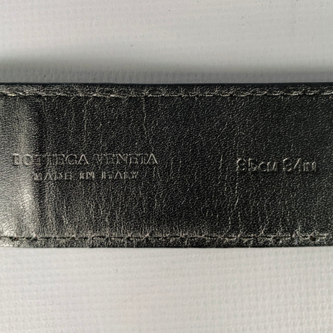 BOTTEGA VENETA Size 34 Black Gold Woven Leather Belt