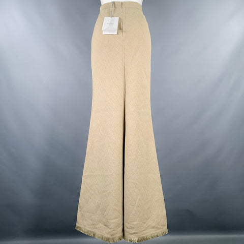 MAX MARA Size 4 -Gabbia- Beige Linen Raw Edge Maxi Skirt