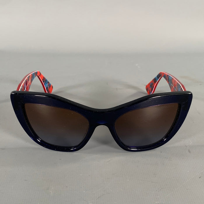 MIU MIU Navy Red SMU 02P Floral Acetate Sunglasses