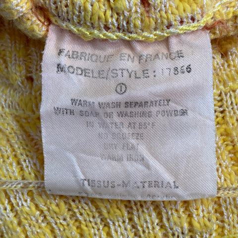 COURREGES Vintage Size S Yellow Cotton Blend Rib Knit Turtleneck Sleeveless Casual Top