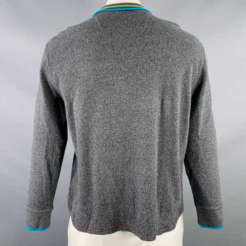 ROBERT GRAHAM Size XL Blue Charcoal Waffle Knit Cotton Half Zip Sweater