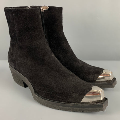 CALVIN KLEIN 205W39NYC Size 12 Black Leather Side Zipper Boots