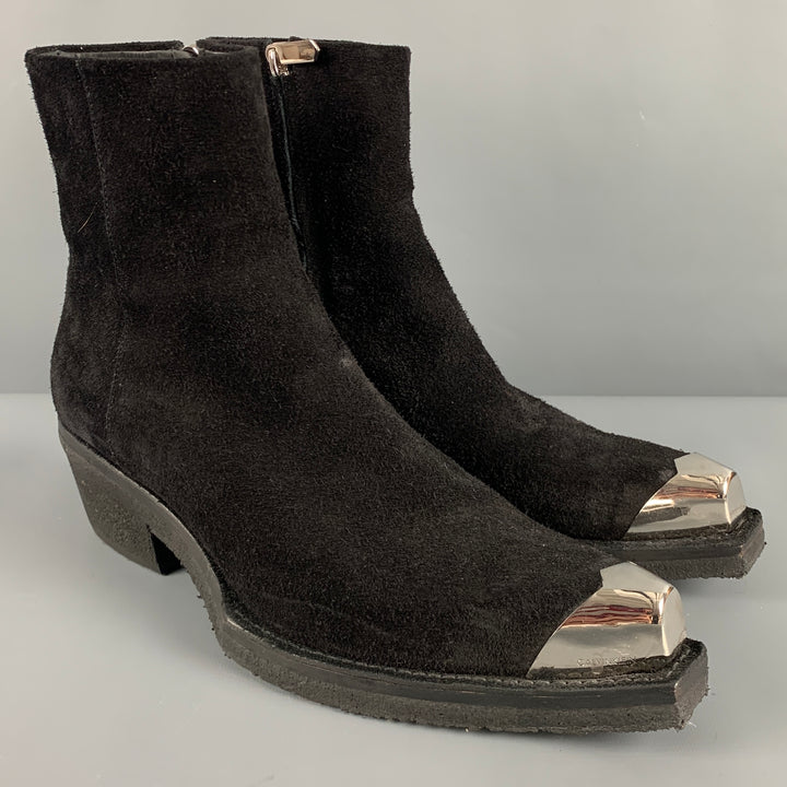 CALVIN KLEIN 205W39NYC Size 12 Black Leather Side Zipper Boots