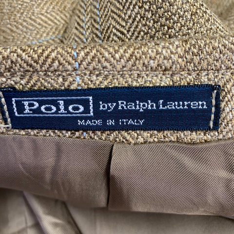 POLO by RALPH LAUREN Size 40 Khaki Herringbone Notch Lapel Sport Coat
