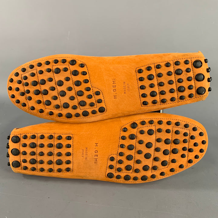 M. GEMI Size 10 Orange Suede Drivers Loafers