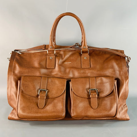 HOOK & ALBERT Brown Leather Convertible Weekender Garment Bag