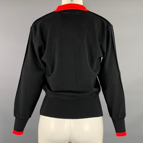 COURREGES Size S Black Red Wool Henley Pullover