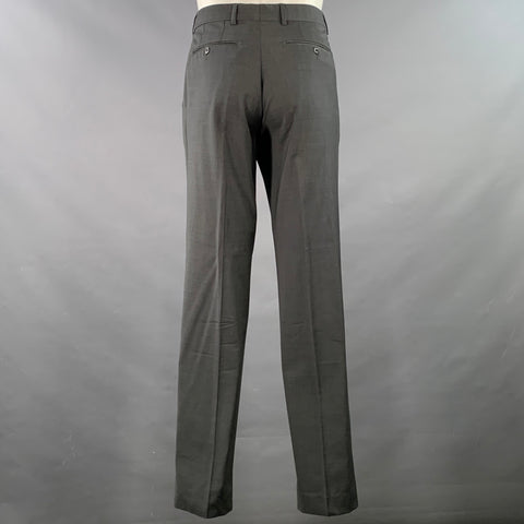 TOCCAMI Size 38 Grey Charcoal Wool Peak Lapel Suit