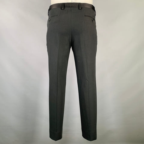 DOLCE & GABBANA Size 34 Black Wool Blend Tuxedo Dress Pants
