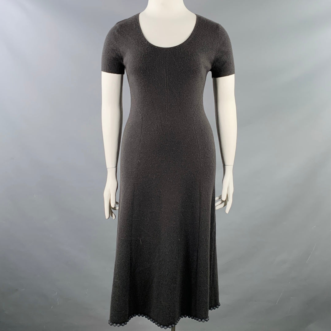 TSE Size L Grey Slate Cashmere Rib Knit Open Front Cardigan Dress Set