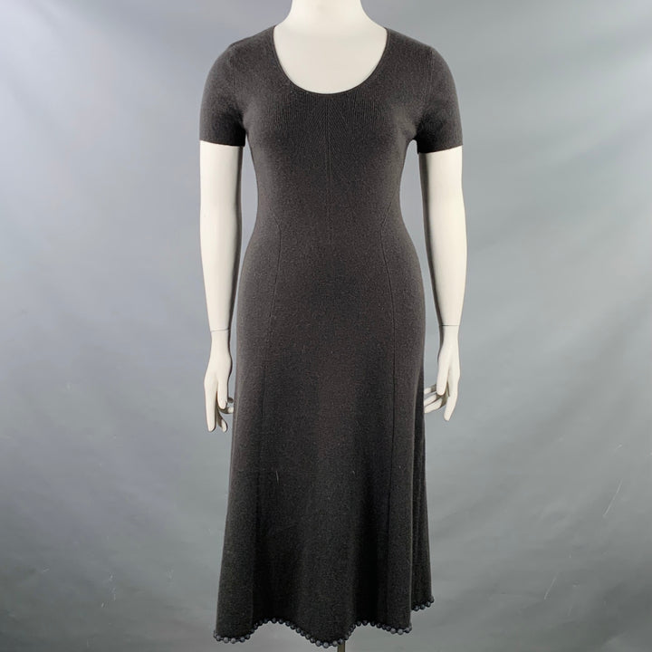 TSE Size L Grey Slate Cashmere Rib Knit Open Front Cardigan Dress Set