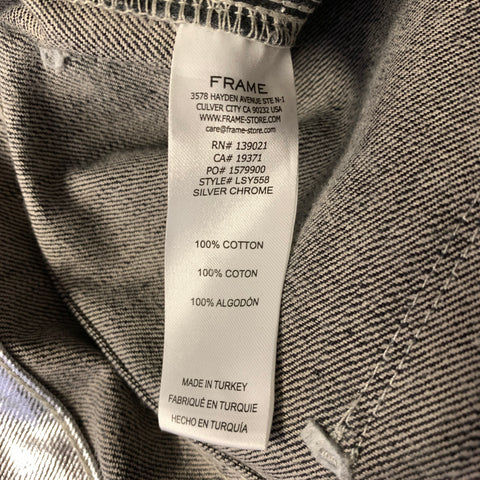 FRAME Size 24 Silver Cotton Metallic Zip Fly Jeans