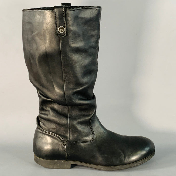 BIRKENSTOCK Size 9 Black Ruched Leather Pull On Side Zipper Boots