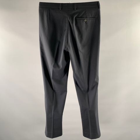 PRADA Size 32 Navy Pinstripe Wool Blend Dress Pants