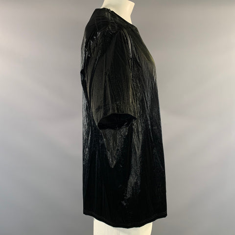 Y-3 Size L Black Metallic Nylon Crew Neck T Shirt