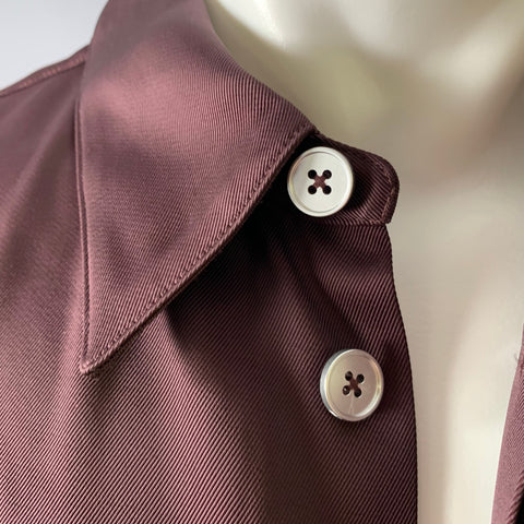 JIL SANDER Size M Plum Viscose Silk Hidden Placket Long Sleeve Shirt