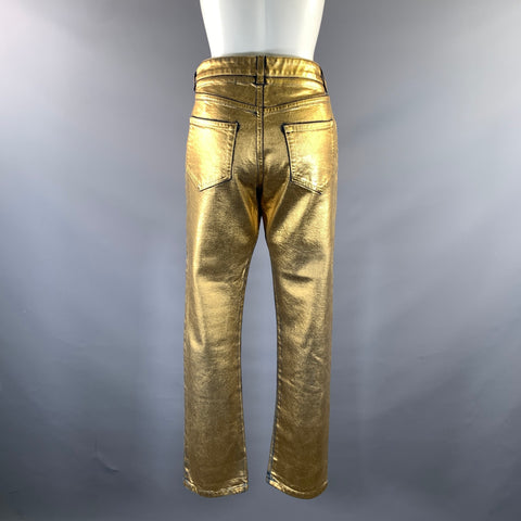 TOM FORD Size 28 Gold Cotton Blend Metallic Zip Fly Jeans