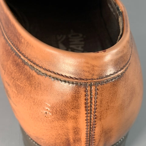 SALVATORE FERRAGAMO Size 7 Brown Gold Leather Horsebit Loafers