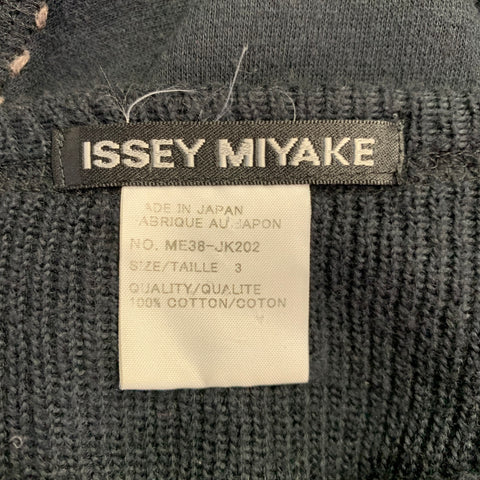 ISSEY MIYAKE Size L Black Taupe Contrast Stitch Cotton Crew Neck Pullover