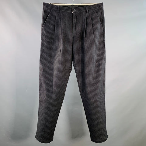 ARPENTEUR Size 32 Grey Charcoal Stripe Wool Pleated Dress Pants