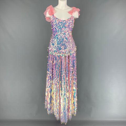 NEUBYRNE Conjunto de falda de lentejuelas y paillette de seda rosa talla S