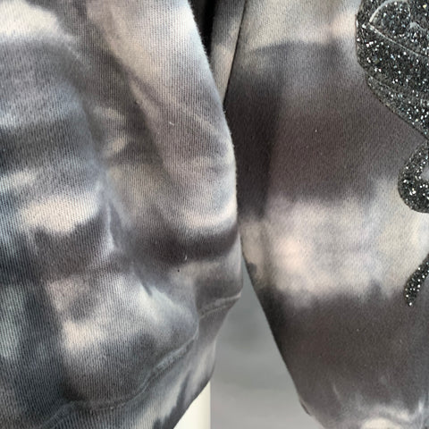 AMIRI Size S Grey Black Tie Dye Glitter Applique Cotton Crew Neck Sweatshirt