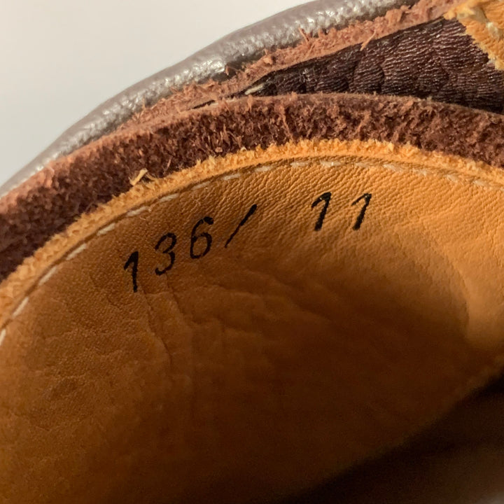 BARNEY'S NEW YORK Size 11 Brown Pebble Grain Leather Derby Lace-Up Shoes