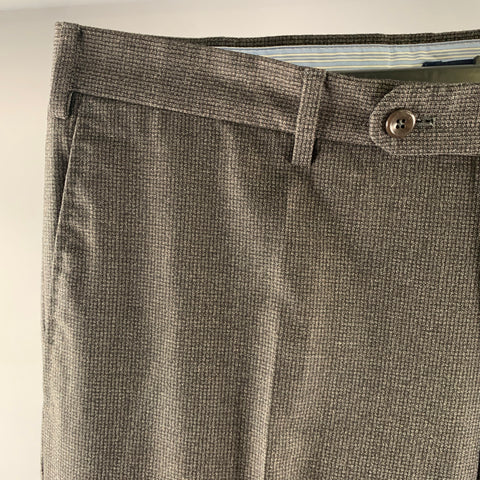 INCOTEX Size 38 Grey Black Grid Wool Cuffed Dress Pants