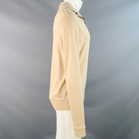 BURBERRY LONDON Size M Beige Logo Cotton 1/4 Zip Pullover