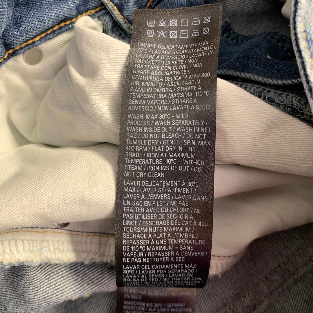 BALENCIAGA SS23 Size XS -Super Destroyed- Blue Grey Denim Drop Crotch Jeans