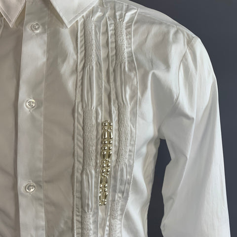 SIMONE ROCHA Size S White Embellishment Cotton Button Up Long Sleeve Shirt