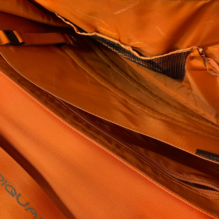 PIQUADRO Orange Leather Messenger Laptop Bag