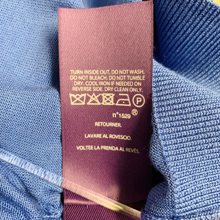 RALPH LAUREN COLLECTION Size L Blue Mulberry Silk Embroidered Polo Casual Top