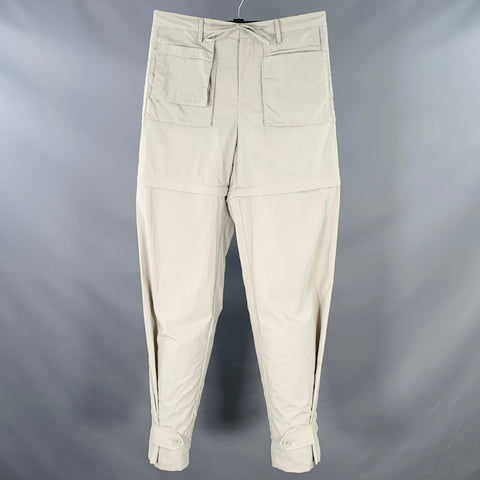 HELMUT LANG Size 32 Stone Grey Nylon Drawstring Cargo Convertible Zip Off Casual Pants
