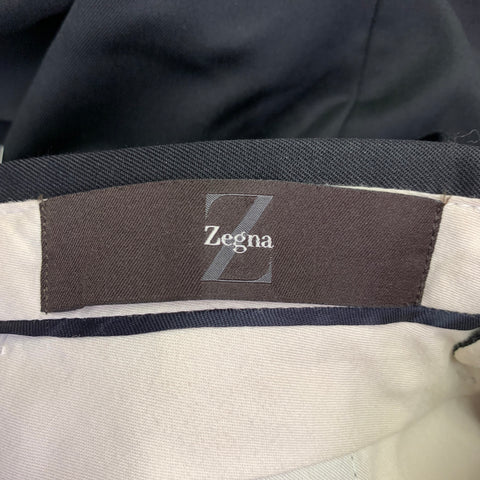 Z ZEGNA Size 34 Black Wool Mohair Flat Front Tapered Dress Pants