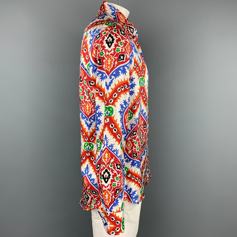 PRADA x HOLLIDAY BROWN Size L Multi-Color Abstract Silk Button Down Long Sleeve Shirt