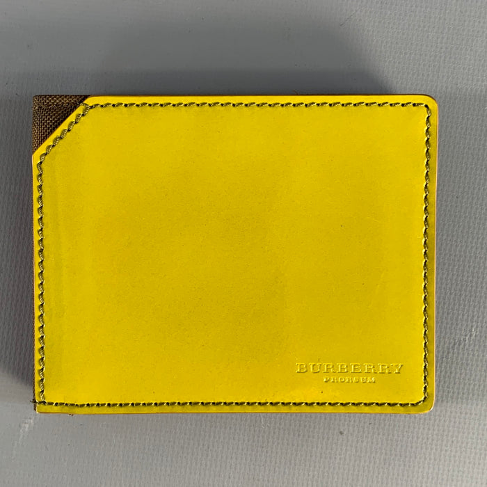 BURBERRY PRORSUM Green Brown Canvas Leather Wallet
