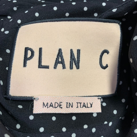 Chemise à nœud PLAN C en soie à pois noirs et blancs taille M