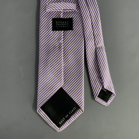 ROBERT TALBOTT Cream Lilac Stripe Silk Tie