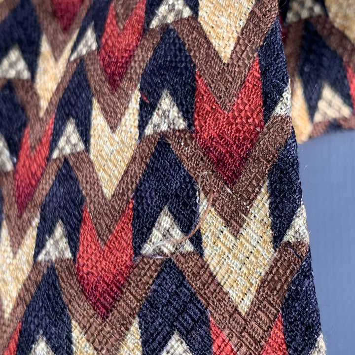ERMENEGILDO ZEGNA Black Multi Color Abstract Silk Tie
