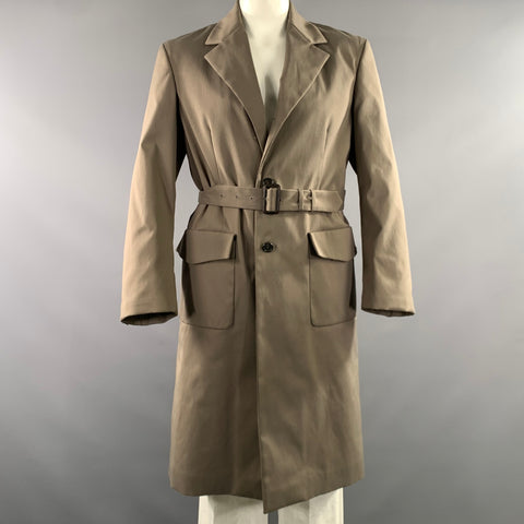 PRADA Size L Green Olive Solid Belted Coat