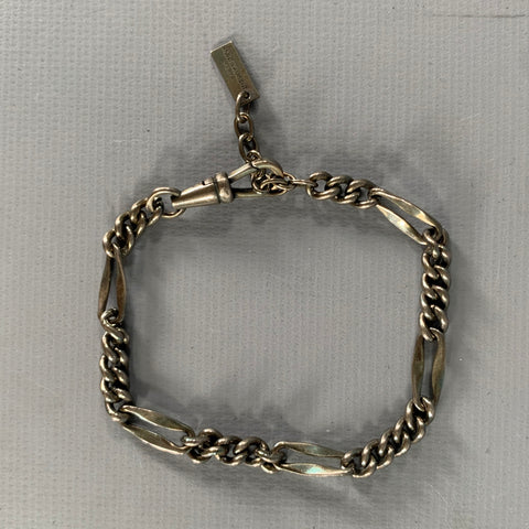 SAINT LAURENT Silver Tone Link Metal Bracelet